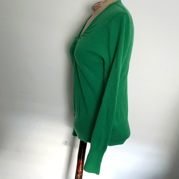 Y2K APT.9 FOREST 100%CASHMERE RUCHED VNECK TOP SZ L - Picture 3 of 6